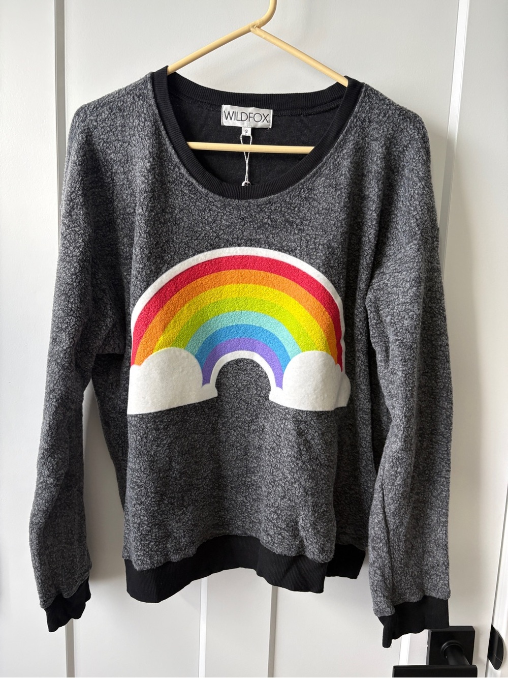 Wildfox Fleece Rainbow ‘Dreams Come True’ Pullover Sweatshirt Small New with tag